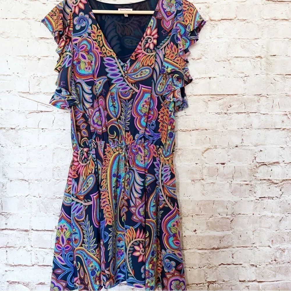 Juicy Couture paisley silk dress multicolor
